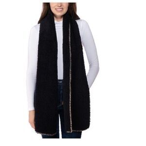 New JENNI Womens Solid Sherpa Scarf Black Onesize, women accessories